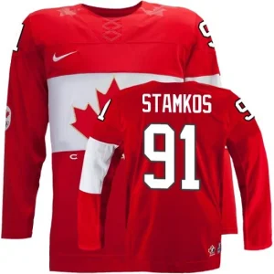 Olympic Hockey Steven Stamkos Authentic Mens Red - Nike Team Canada 91 Away 2014