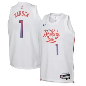 Philadelphia 76ers Nike City Edition Swingman Jersey 22 - White - James Harden - Youth