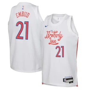 Philadelphia 76ers Nike City Edition Swingman Jersey 22 - White - Joel Embiid - Youth