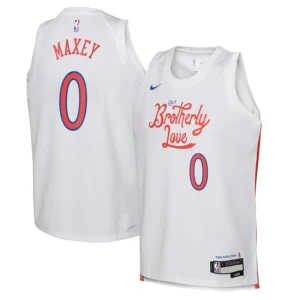 Philadelphia 76ers Nike City Edition Swingman Jersey 22 - White - Tyrese Maxey - Youth