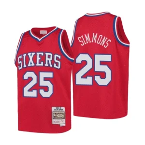 Philadelphia 76ers Youth Mitchell & Nes Ben Simmons Swingman Throwback Red Jersey