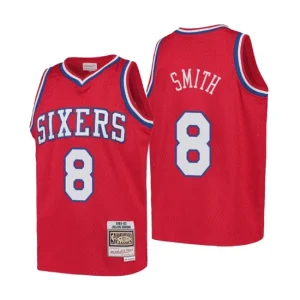 Philadelphia 76ers Youth Mitchell & Nes Zhaire Smith Swingman Throwback Red Jersey