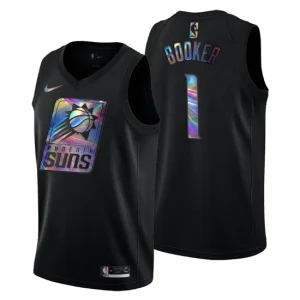 Phoenix Suns Devin Booker 1 Iridescent Holographic Jersey Black