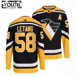 Pittsburgh Penguins Kris Letang 58 2022-23 Black Reverse Retro 2.0 Authentic - Kids