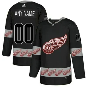 Red Wings Custom Black Team Logos Fashion Adidas Jersey