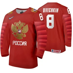 Russia Team 8 Alexander Ovechkin Away 2020 IIHF World Ice Hockey Red