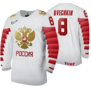 Russia Team 8 Alexander Ovechkin Home 2020 IIHF World Ice Hockey White