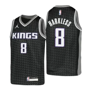 Sacramento Kings Jersey Maurice Harkless NO. 8 Statement Edition Black Youth