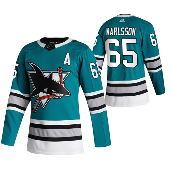 San Jose Sharks Erik Karlsson Teal 2020-21 30th Anniversary Heritage Authentic