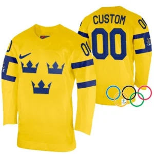 Sweden Custom 2022 Winter Olympics Yellow Authentic Mens NHL Jersey