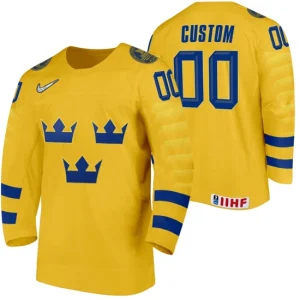 Sweden Hockey Custom 2022 IIHF World Junior Championship Gold Home Jersey