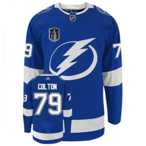 Tampa Bay Lightning Ross Colton 79 Stanley Cup 2022 Blue Authentic - Men