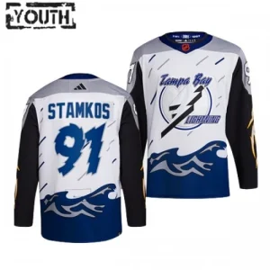 Tampa Bay Lightning Steven Stamkos 91 2022-23 White Reverse Retro 2.0 Authentic - Kids