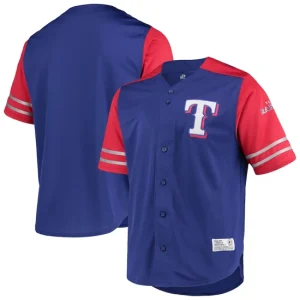 Texas Rangers Stitches Button-Up Jersey - Royal Red