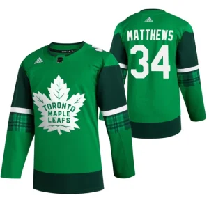 Toronto Maple Leafs Auston Matthews 34 Green 2020 St. Patricks Day Leafs Forever