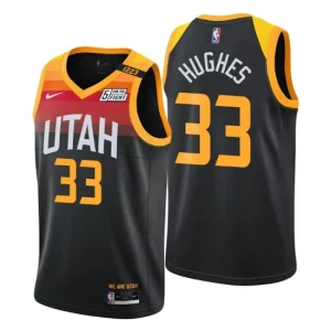 Utah Jazz 33 Elijah Hughes Swingman Black Jersey City Edition 2021