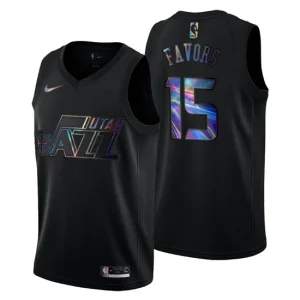 Utah Jazz Derrick Favors 15 Iridescent Holographic Jersey Black