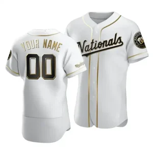 Washington Nationals Custom Golden Brandedition White Jersey