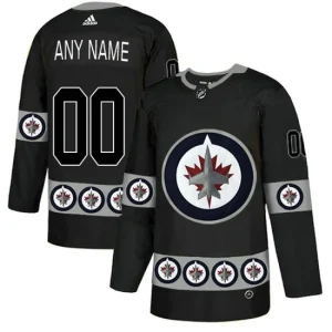 Winnipeg Jets Custom Black Team Logos Fashion Adidas Jersey