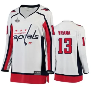 Women Washington Capitals 13 Jakub Vrana  White 2019 Stanley Cup