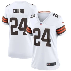 Womens Cleveland Browns Nick Chubb Nike White Game Jersey