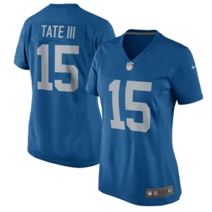 Womens Detroit Lions Golden Tate Nike Blue 2017 Throwback Game Jersey