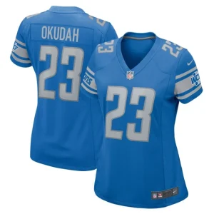 Womens Detroit Lions Jeff Okudah Nike Blue Player Game Jersey