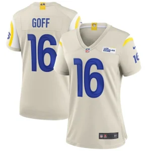 Womens Los Angeles Rams Jared Goff Nike Bone Game Jersey