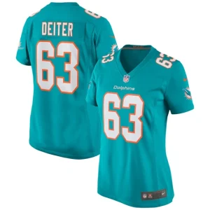 Womens Miami Dolphins Michael Deiter Nike Aqua Game Jersey