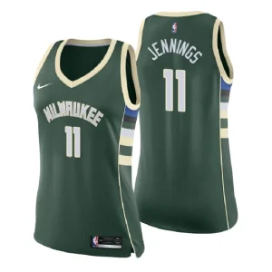 Womens Milwaukee Bucks 11 Brandon Jennings Icon Edition Green Swingman Jersey