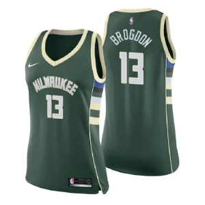 Womens Milwaukee Bucks 13 Malcolm Brogdon Icon Edition Green Swingman Jersey