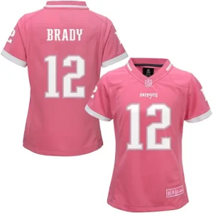 Womens New England Patriots Tom Brady Pink Bubble Gum Jersey