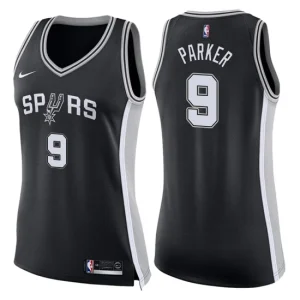 Womens San Antonio Spurs 9 Tony Parker Icon Black Swingman Jersey