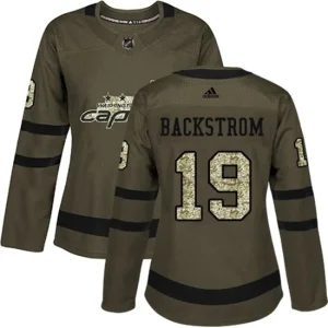 Womens Washington Capitals Nicklas Backstrom 19 Camo Green Authentic