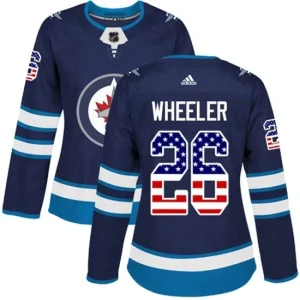 Womens Winnipeg Jets Blake Wheeler 26 Navy USA Flag Fashion Authentic