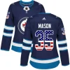 Womens Winnipeg Jets Steve Mason 35 Navy USA Flag Fashion Authentic