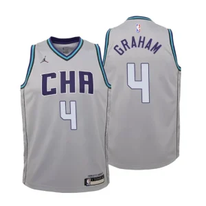 Youth 2019-20 Charlotte Hornets 4 Devonte Graham City Gray Swingman Jersey