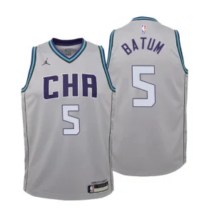 Youth 2019-20 Charlotte Hornets 5 Nicolas Batum City Gray Swingman Jersey