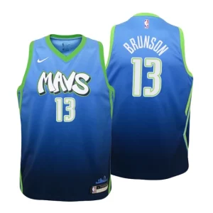 Youth 2019-20 Dallas Mavericks 13 Jalen Brunson City Blue Swingman Jersey