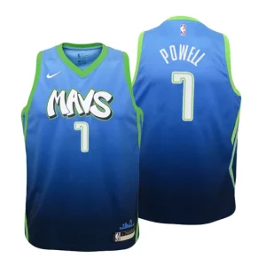 Youth 2019-20 Dallas Mavericks 7 Dwight Powell City Blue Swingman Jersey