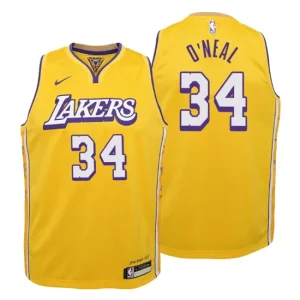 Youth 2019-20 Los Angeles Lakers 34 Shaquille ONeal City Gold Swingman Jersey