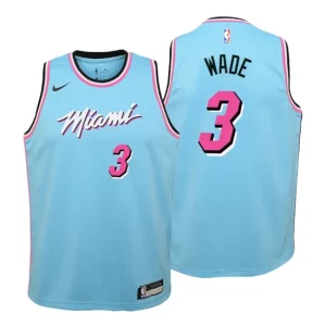 Youth 2019-20 Miami Heat 3 Dwyane Wade City Blue Swingman Jersey