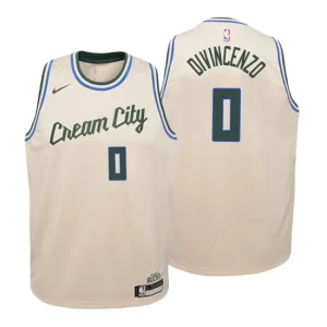 Youth 2019-20 Milwaukee Bucks 0 Donte DiVincenzo City Cream Swingman Jersey