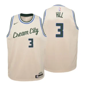 Youth 2019-20 Milwaukee Bucks 3 George Hill City Cream Swingman Jersey