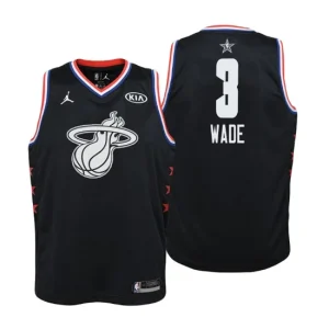 Youth 2019 NBA All-Star Game Miami Heat 3 Dwyane Wade Black Swingman Jersey