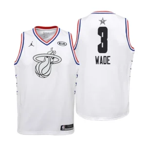 Youth 2019 NBA All-Star Game Miami Heat 3 Dwyane Wade White Swingman Jersey