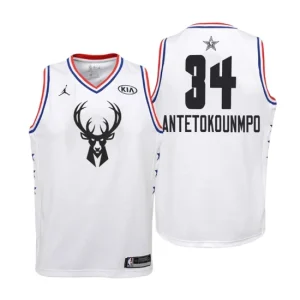 Youth 2019 NBA All-Star Game Milwaukee Bucks 34 Giannis Antetokounmpo White Swingman Jersey