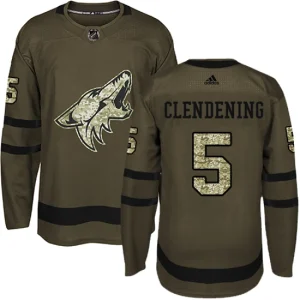 Youth Arizona Coyotes Adam Clendening 5 Authentic Green Salute to Service