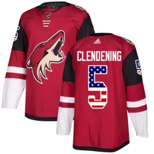 Youth Arizona Coyotes Adam Clendening 5 Authentic Red USA Flag Fashion