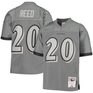 Youth Baltimore Ravens Ed Reed Mitchell & Ness Charcoal 2004 Retired Player Metal Jersey